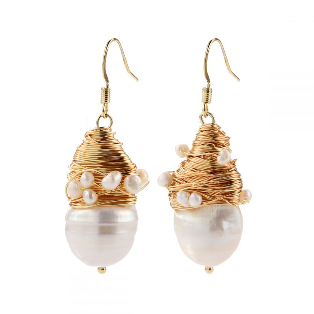 Large White Freshwater Cultured Pearl Drop earring